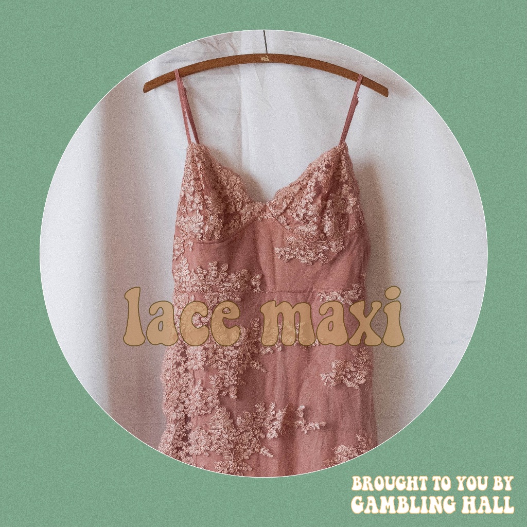 Pink Floral Lace Maxi Dress